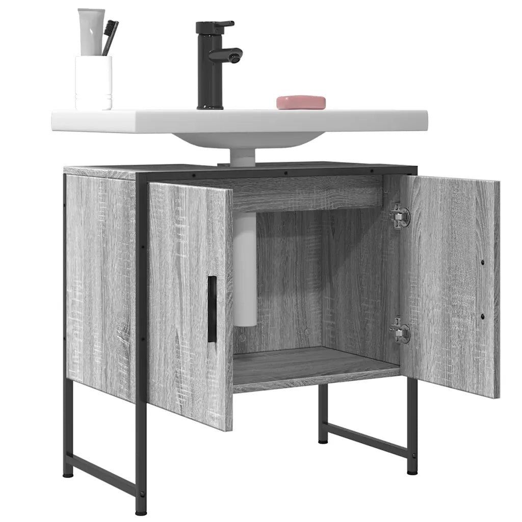 Mobile Lavabo Bagno Grigio Sonoma 60x33x60 cm Legno Multistrato 842459