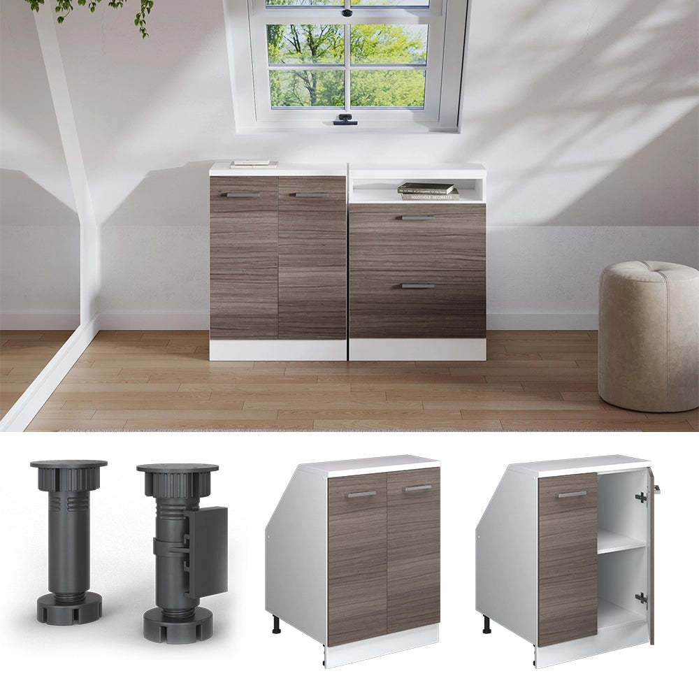Mobile sottotetto Rion Grigio nobile/Bianco 60 x 83.8 cm con 2 porte, carcassa 60 cm profondità Vicco