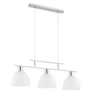 Lampada sospensione SONATA cromo 3xE27 paralumi bianchi Alfa