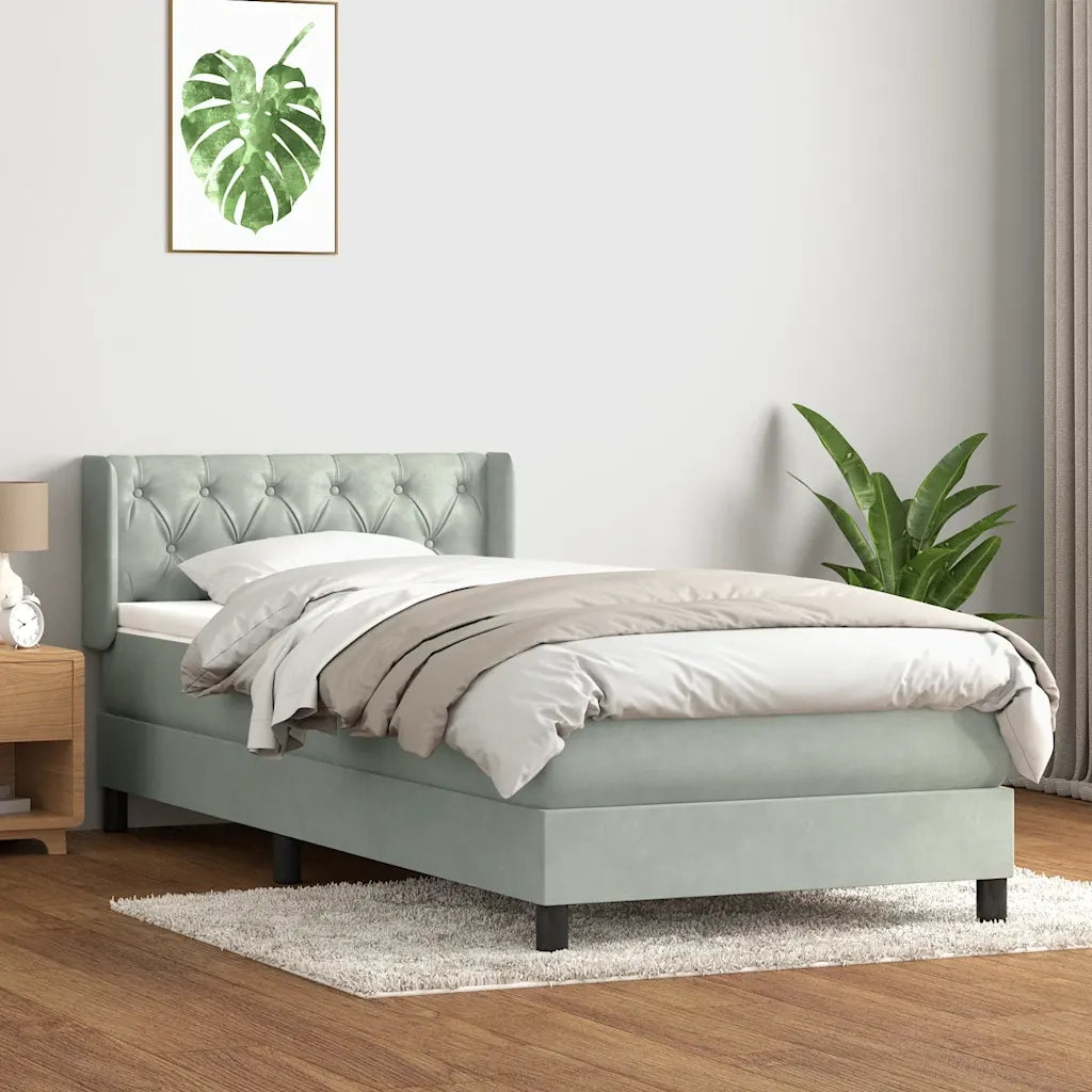 Giroletto a Molle con Materasso Grigio Chiaro 80x220 cm Velluto 3318387
