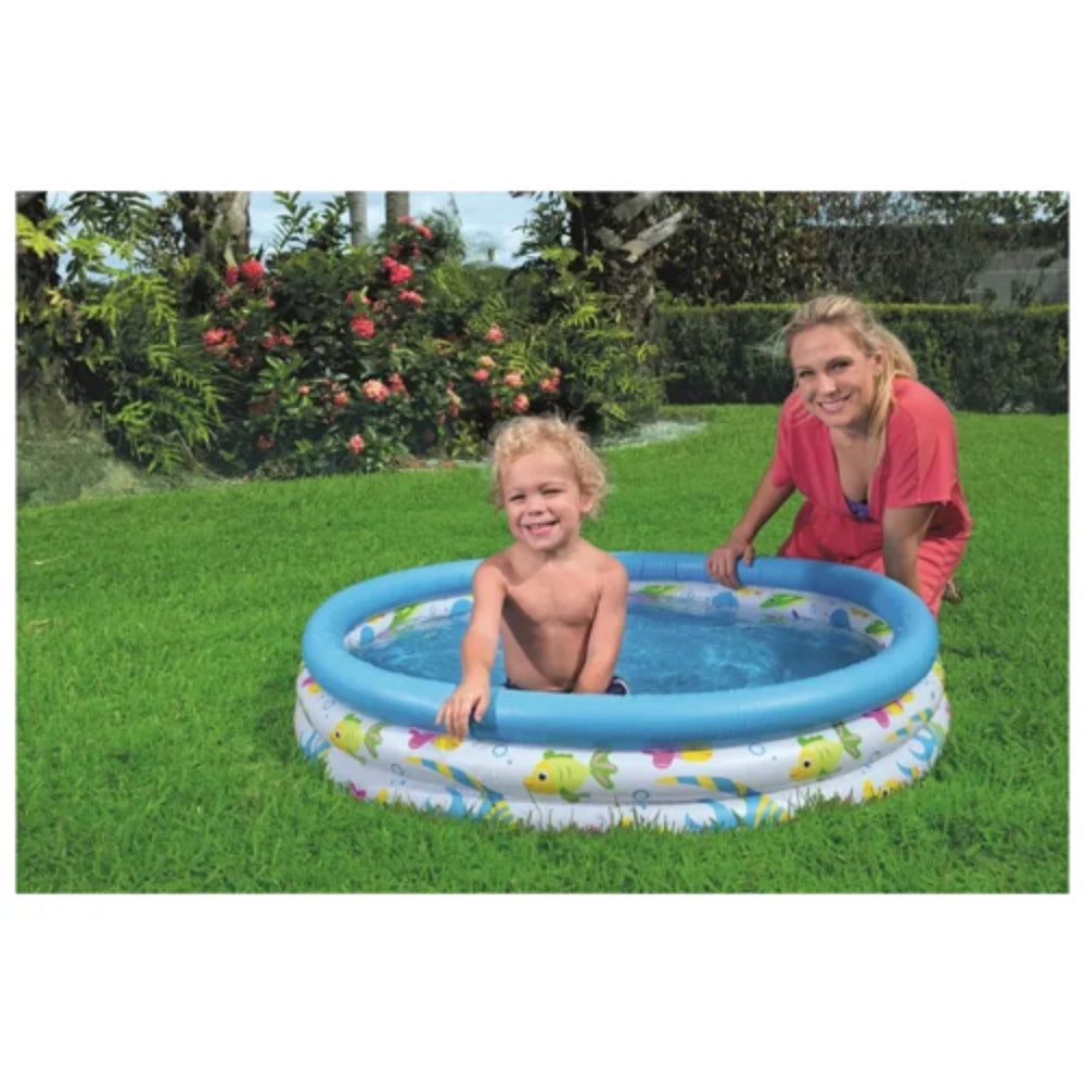 Trade Shop - Piscina Coral Kids A 3 Anelli Gonfiabile Rotonda 102x25cm Bambini Giardino 51008 -