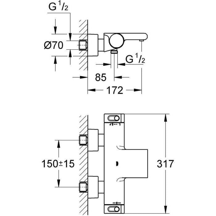 GROHE Miscelatore vasca / doccia termostatico 1/2 Grohtherm 2000 34174001