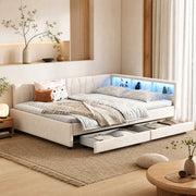 Letto a scomparsa con LED, cassetti e ricarica integrata
