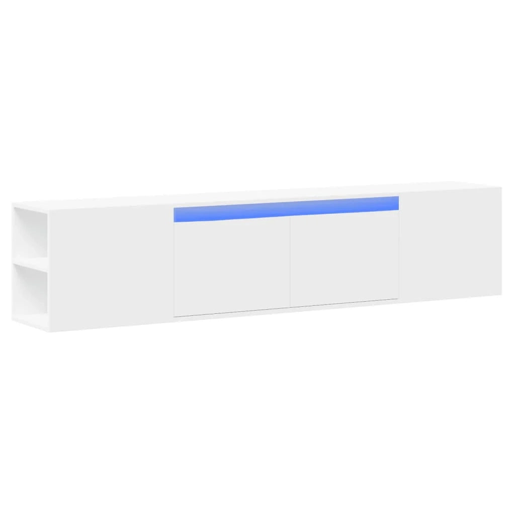 Mobile TV multimediale mensola TV credenza mobile TV sala da pranzo soggiorno camera da letto montaggio a parete con illuminazione a LED 180 x 31 x 39,5 cm bianco 02_0027811
