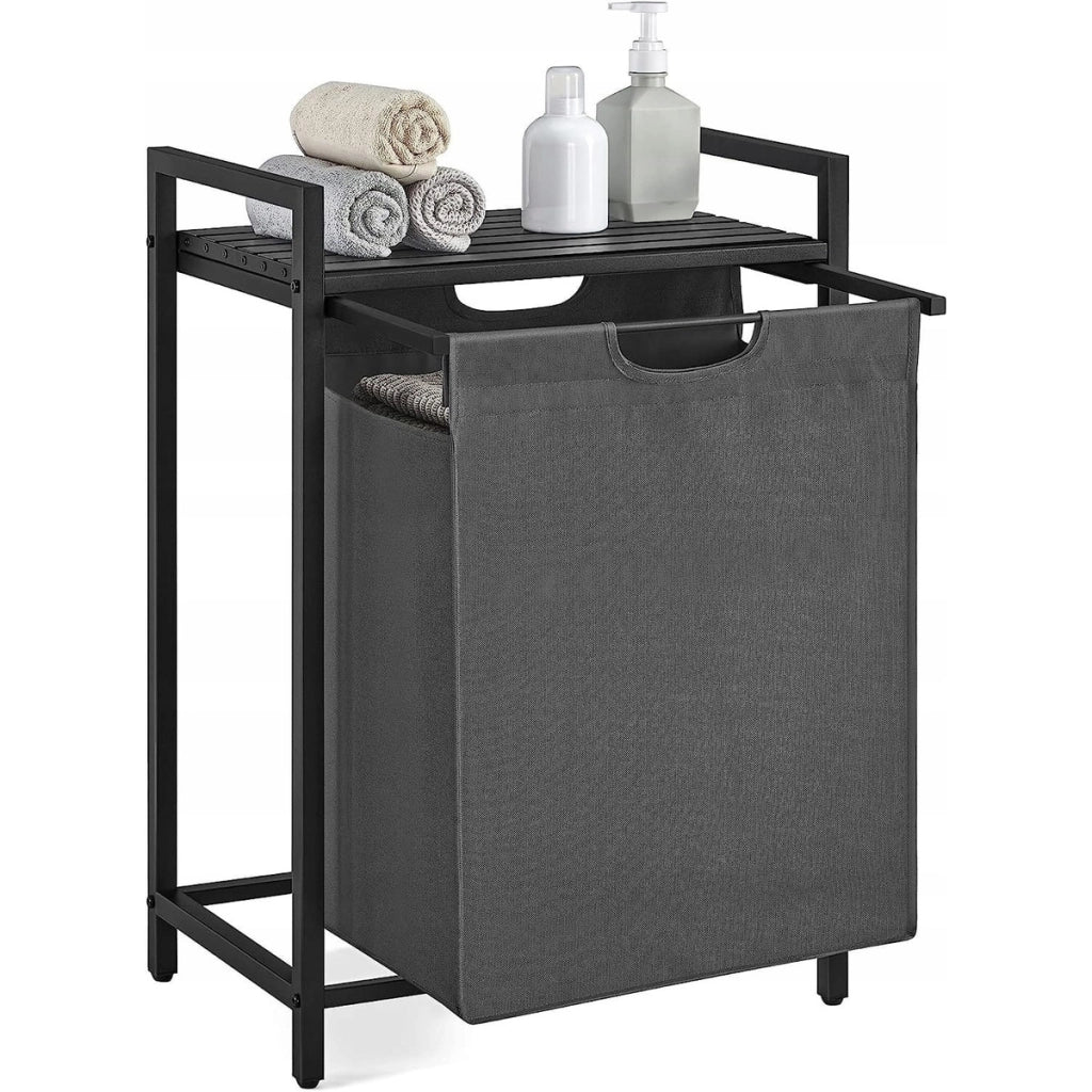 Cesto Biancheria Loft con Ripiano e Sacco Estraibile Grigio