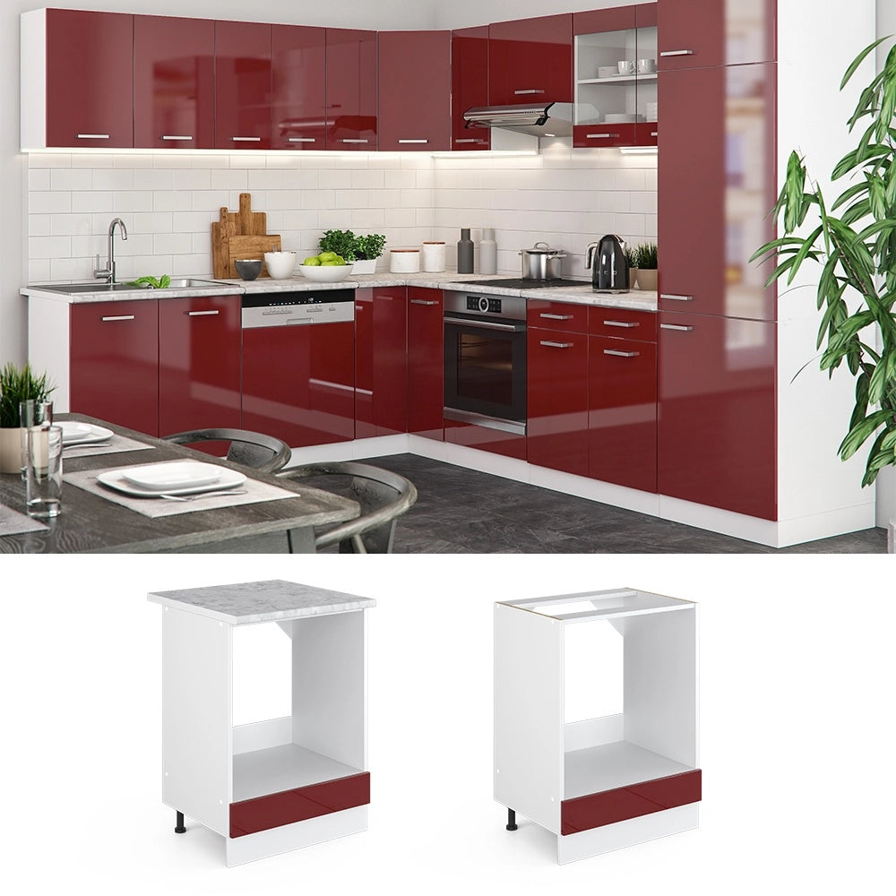 Mobile per forno da incasso R-Line Rosso lucido/Bianco 60 cm, PL Antracite Vicco