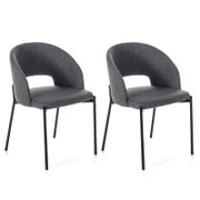 E-STYLO Sedia in tessuto grigio scuro con gambe in metallo antracite, imbottita, 52cm X 55.5cm H. 78.5cm.