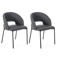 E-STYLO Sedia in tessuto grigio scuro con gambe in metallo antracite, imbottita, 52cm X 55.5cm H. 78.5cm.