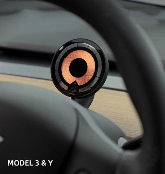 Caricatore Auto da Tavolo Magnetico Senza Fili con Supporto per Smartphone per Auto con Bevallimento sul Pannello di Controllo, compatibile con Auto Tesla 2023 Modello