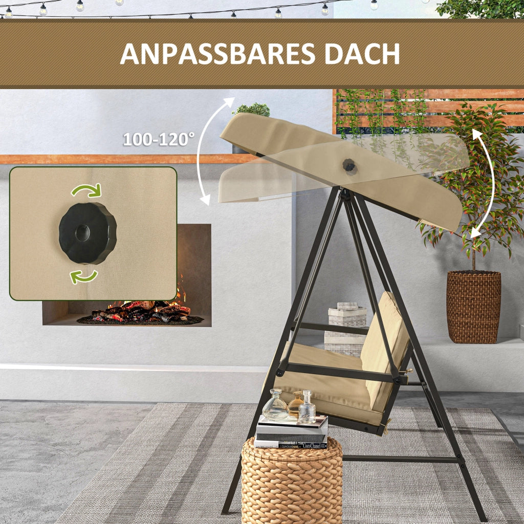 Amaca a dondolo da giardino ¨C zephmum ¨C Beige e Marrone 200x125x175 cm