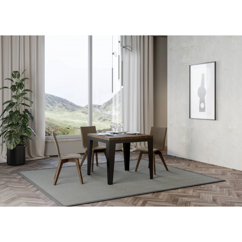 Tavolo apribile 90x90/180 cm Flame Libra telaio Antracite - Noce