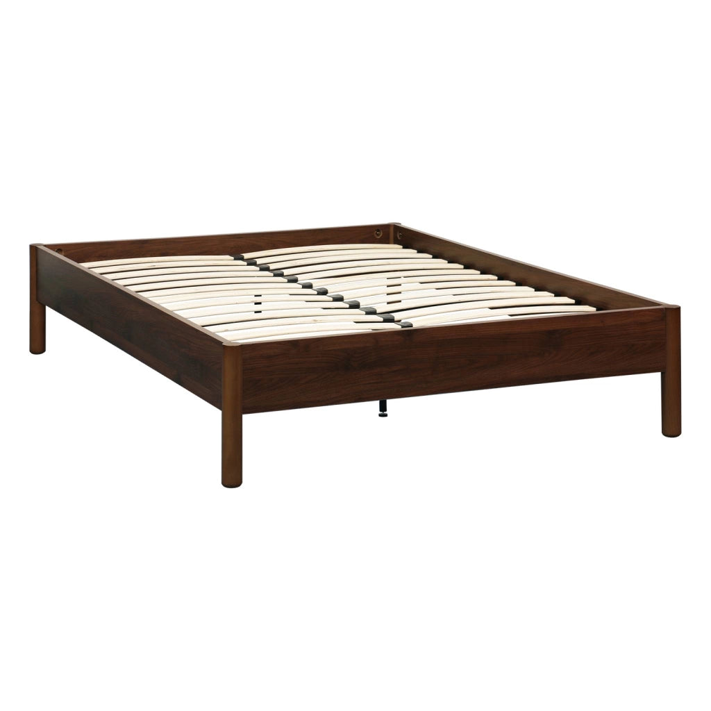 Letto con rete a doghe 140x190cm decorazione legno, noce