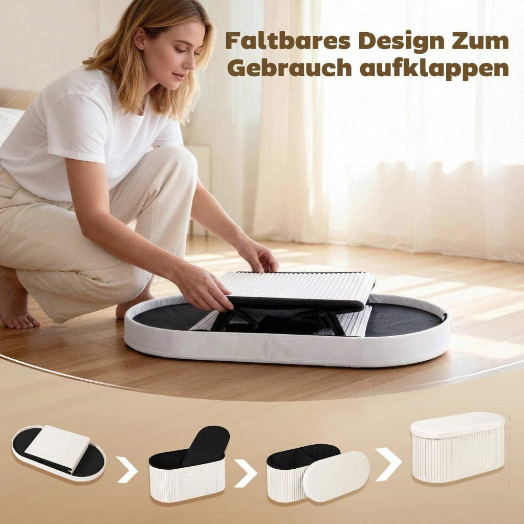 Panca Contenitore Pieghevole ¨C Xylo ¨C Velluto Effetto Crema 76x38x35cm