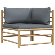 Divano Angolare da Giardino con Cuscini Grigio Scuro in BambÃ¹cod mxl 94520