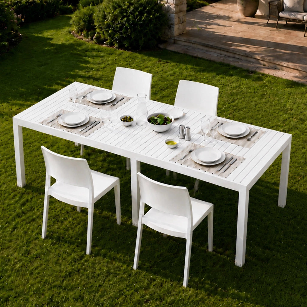 Salottino Outdoor Masisanno, set Salotto da Esterno 4 Posti Made in Italy, Bianco