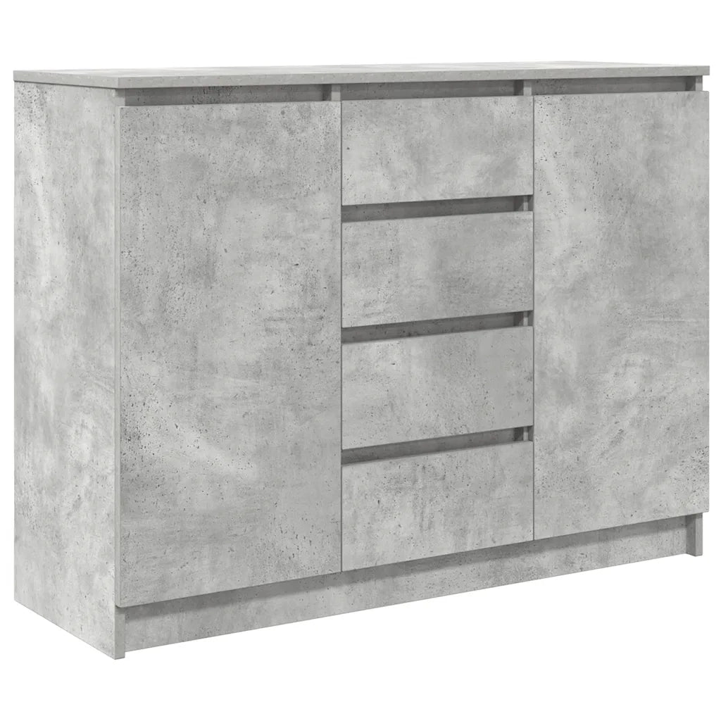 Credenza con Cassetti Grigio Cemento 100,5x35x76 cm Truciolato