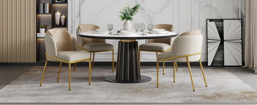Set di 4 sedie da pranzo beige e kaki con schienale ergonomico e piedini regolabili stabili