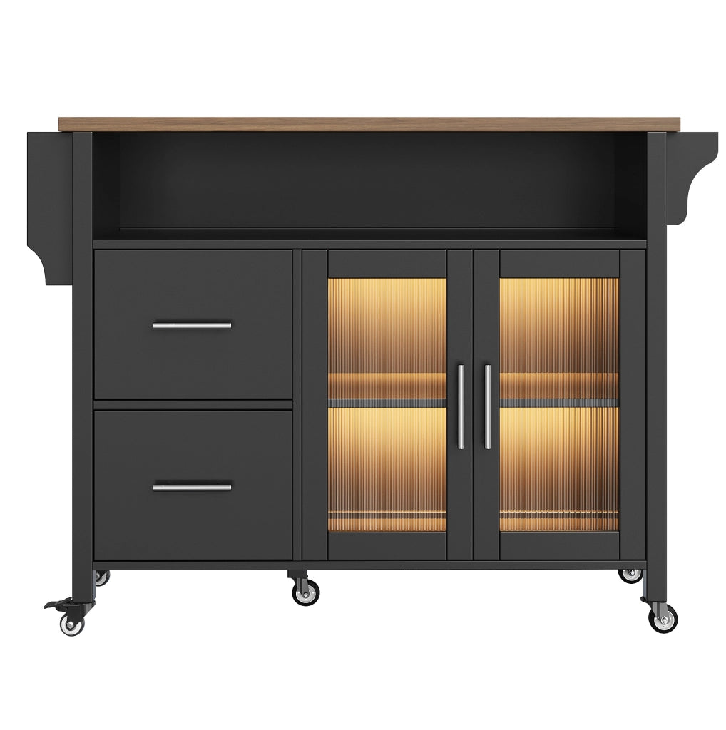 Carrello da cucina 139x40x94 cm pieghevole in MDF nero