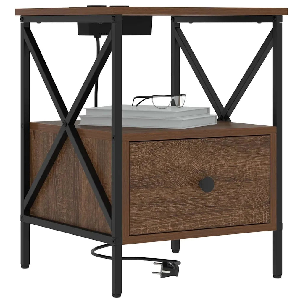 Set di 2 Comodini | Armadio da Notte | Mobiletto da notte Rovere Marrone 41,5 x 40,5 x 55 cm