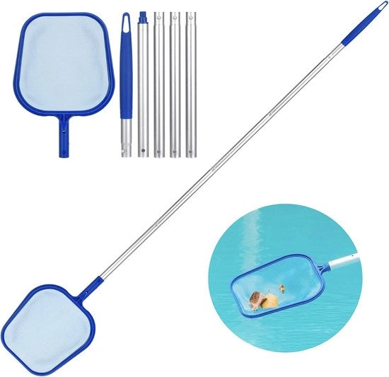 Racchetto per Piscina con Asta Telescopica – 120 cm – Raccoglitore per Foglie e Alghe per Piscine e Vasche