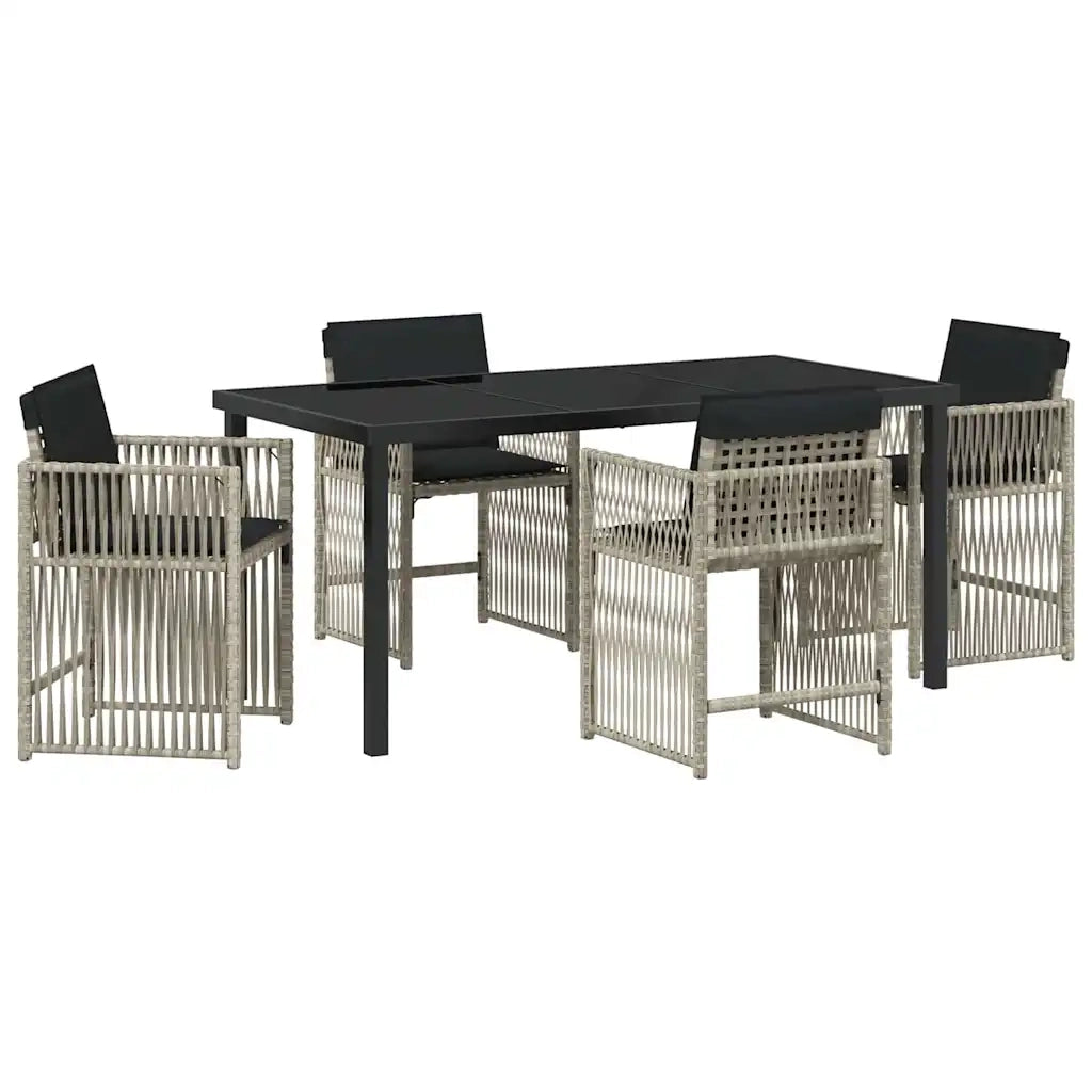 Set da Pranzo per Giardino 5 pcs Grigio chiaro polyrattan 3380791