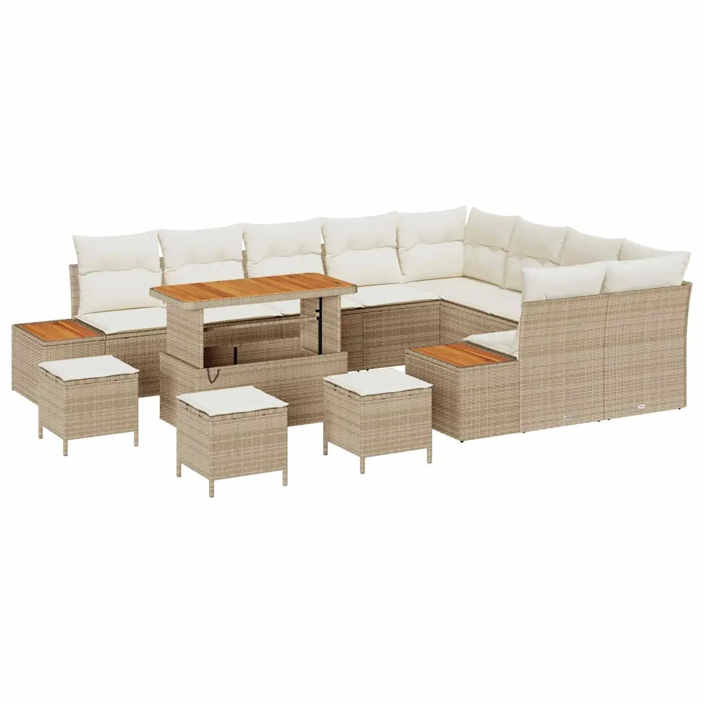 Set Divano da Giardino 13 pcs Beige polyrattan