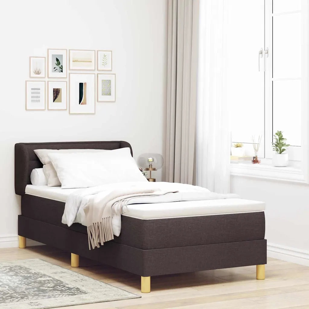 Letto a molle con materasso Marrone Scuro 80 x 200 cm Tessuto 3340118