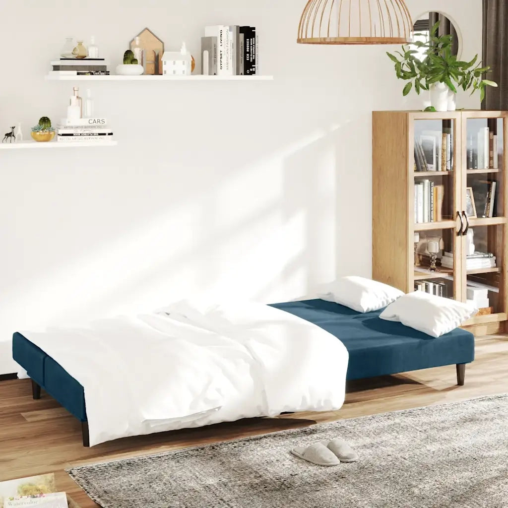 Divano Letto a 2 Posti Blu in Vellutocod mxl 111479