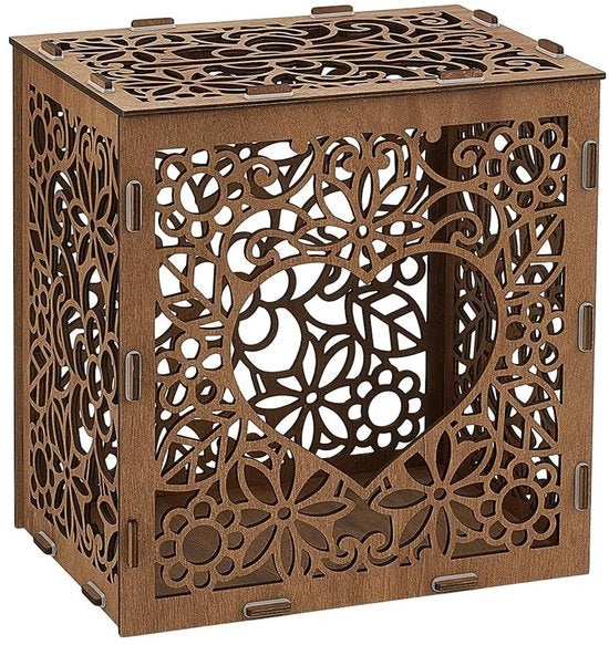 Scatola per le chiavi in legno - Scatola per le chiavi con fessura - Scatola per regali per matrimonio - Scatola di ricordo - Dimensioni: 25 x 18 x 25 cm - Robusta e duratura