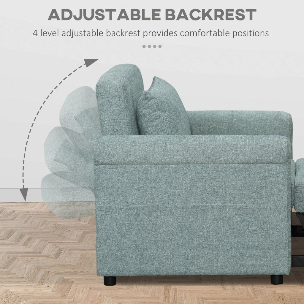 EasyComfort Poltrona Letto Singolo Salvaspazio Reclinabile su 4 Livelli con Seduta Imbottita, 96x84.5x87.5cm, Verde