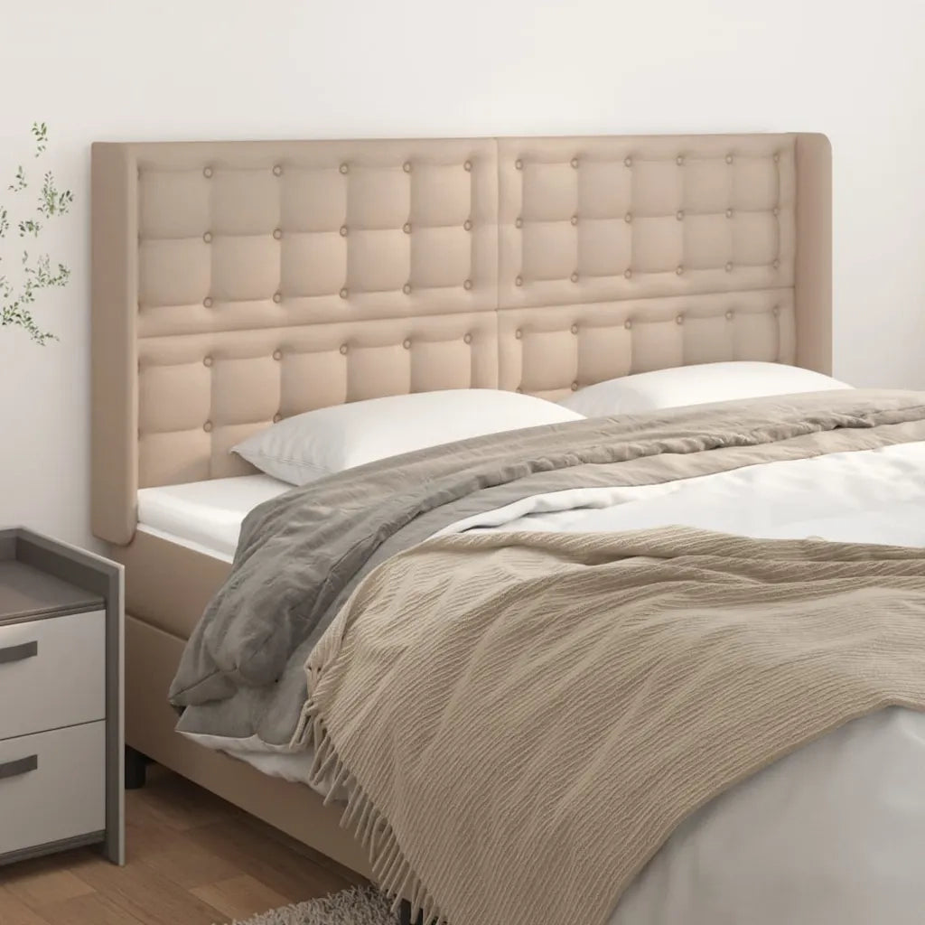 Testiera ad Orecchio Cappuccino 203x16x118/128 cm in Similpelle