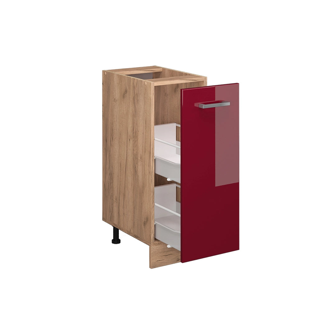 Armadio cucina dispensa alto R-Line Rosso lucido/Rovere dorato 30 cm senza piano di lavoro Vicco