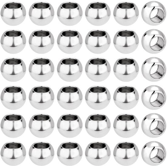 Kralen 200 pezzi - Filo in acciaio inossidabile - Kralen con foro grande - Kralen a distanza - Fai da te per gioielli - 6 mm di diametro