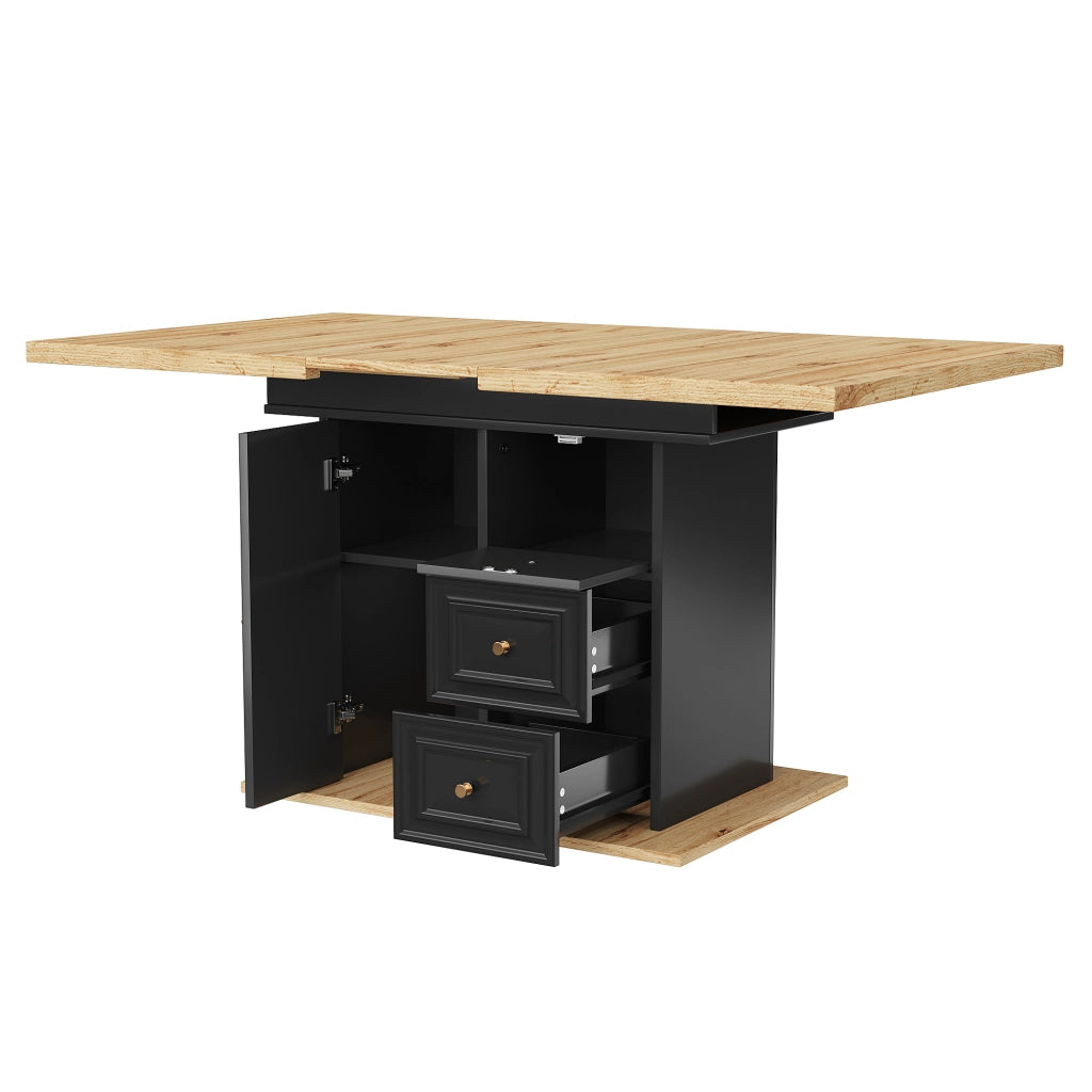 Tavolo da Pranzo Allungabile con LED ¨C MINIMAL ¨C Legno, 110(140)x80x75 cm, 6 Persone