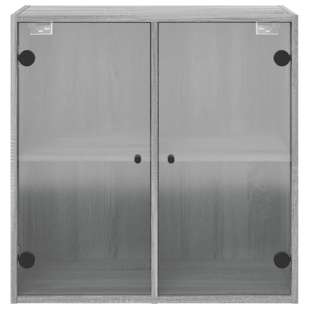 Armadietto a Muro | Mobile a Muro con Ante in Vetro Grigio Sonoma 68x37x68,5 cm
