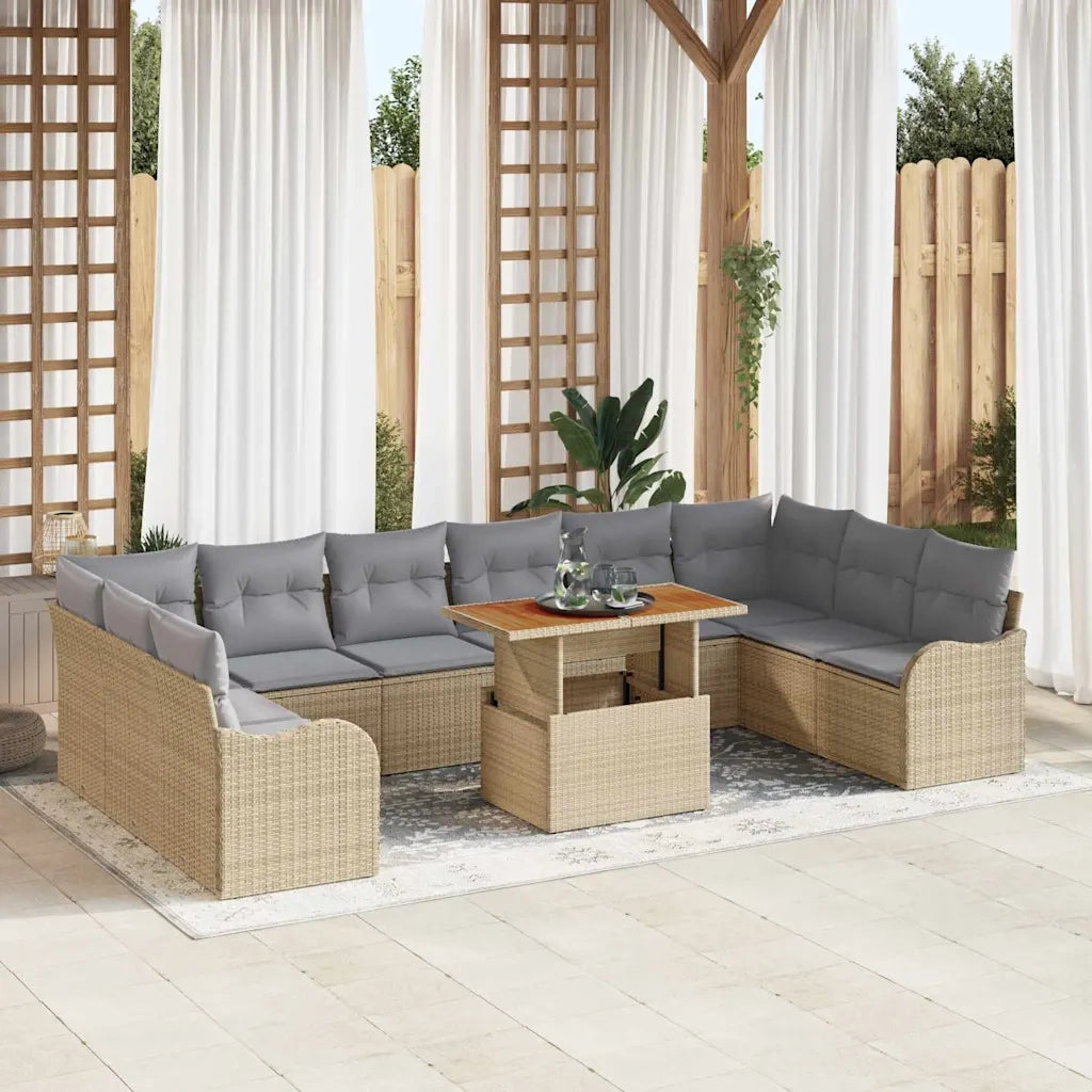 Set Divano da Giardino con cuscino 11 pcs beige e grigio chiaro 3349510