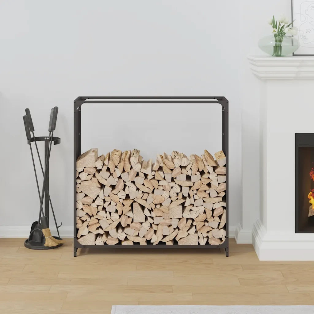 Rastrelliera per Legna da Ardere Nera 90x28x90 cm CFW1325470