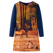 Abito da Bambina a Maniche Lunghe Blu Marino 128cod mxl 84494