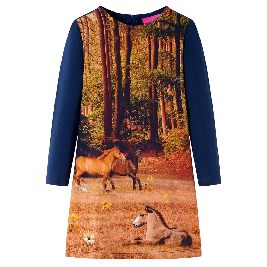 Abito da Bambina a Maniche Lunghe Blu Marino 128cod mxl 84494
