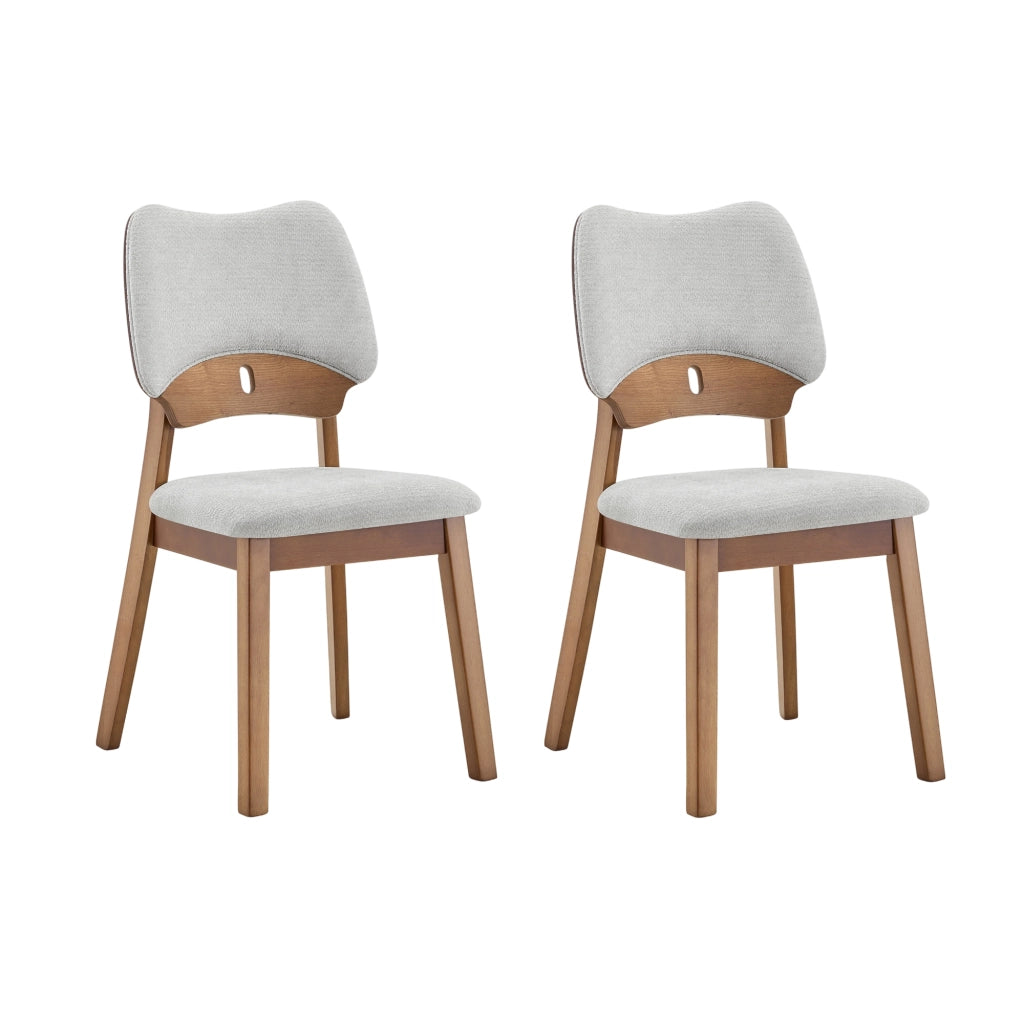 Set di 2 sedie da pranzo 95.5x36.0x54.0 cm con schienale a farfalla in legno di caucciù grigio