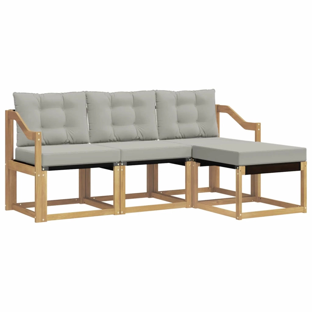 Set di divani da esterno 4 pz Bianco e Grigio Chiaro 3389365