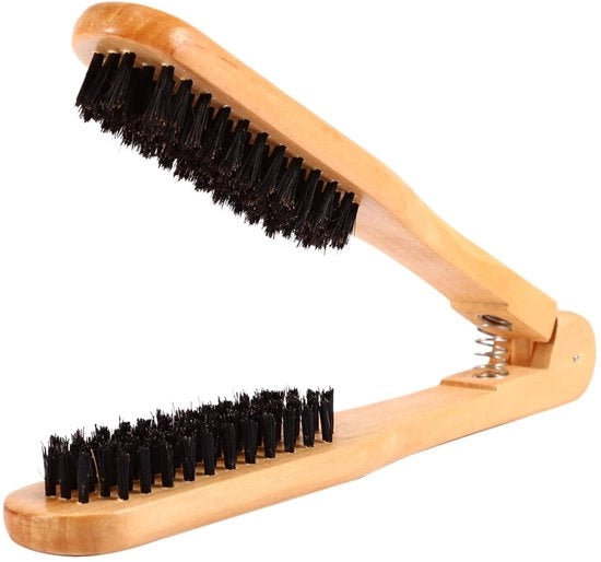 Kit di stile per capelli professionale - Borsetta antistatica per capelli - Manico in legno - Doppia borsetta - 22 cm