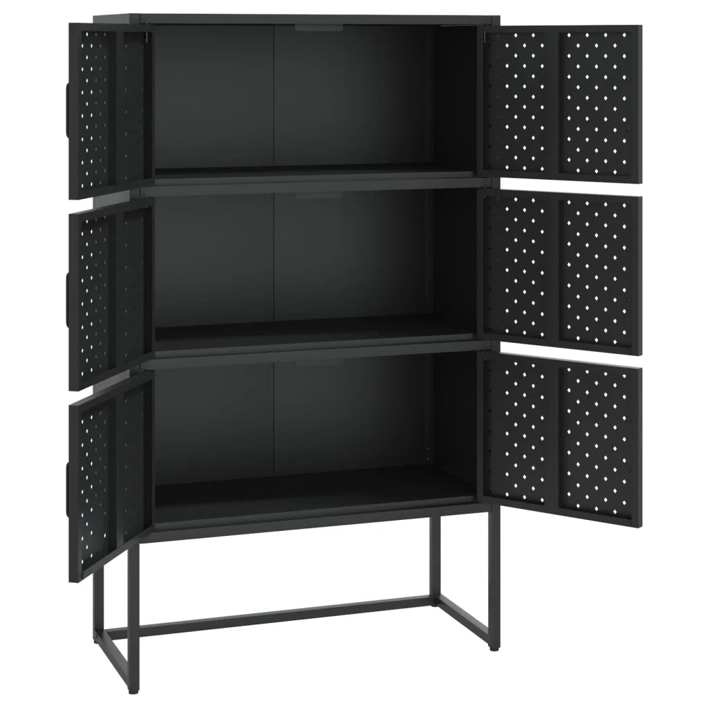 Credenza Alta Nera 80x35x135 cm in Acciaio cod mxl 40304