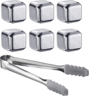 IJsblokjes Reutilizzabili con Tang - Ideali per Raffreddare Beveraggi senza Diluirli - Blocco Raffreddante Pratico in Acciaio Inox 7 Pezzi