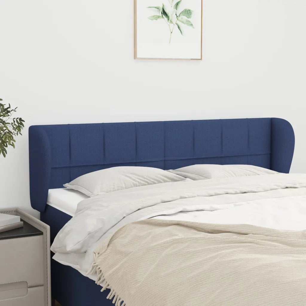 Testiera ad Orecchio-Testata con Orecchie Blu 147x23x78/88cm in Tessuto 454256