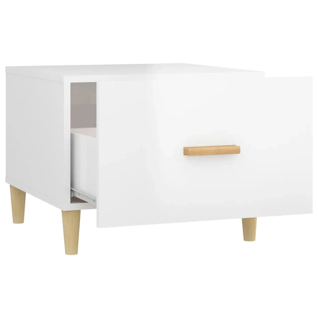 Tavolino da Salotto Bianco Lucido 50x50x40 cm Legno Multistrato cod mxl 15655
