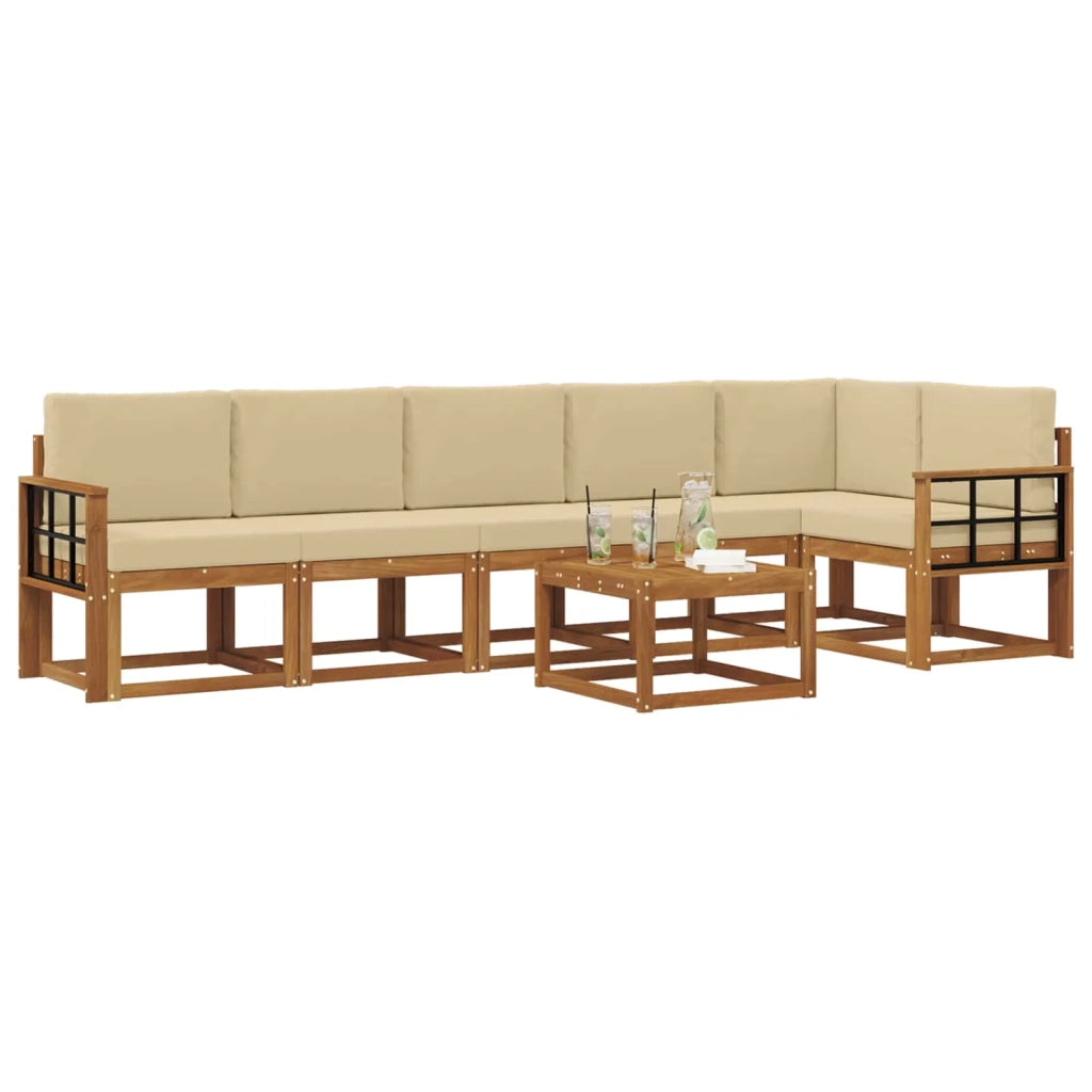 Set di divani da esterno con cuscino 7 pcs Naturale e Beige