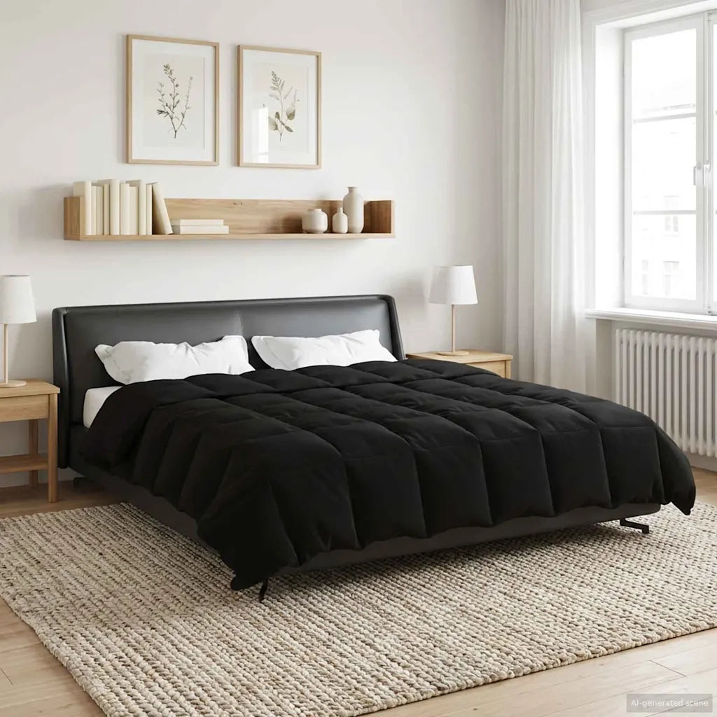 Duvet Invernale Trapuntato Nero 200 x 220 cm Microfibra