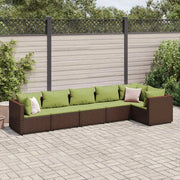 vidaXL Set Mobili da Giardino 6pz con Cuscini in Polyrattan Marrone