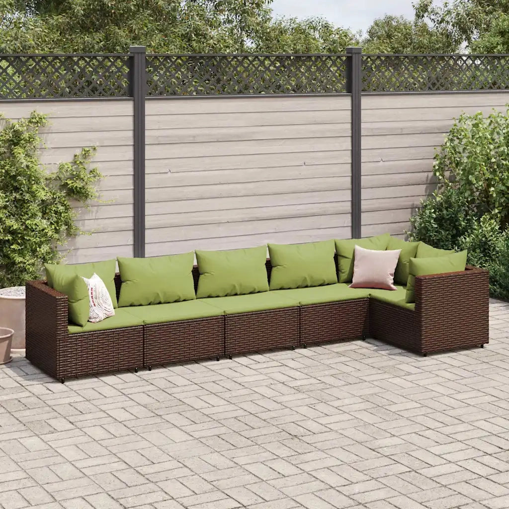 vidaXL Set Mobili da Giardino 6pz con Cuscini in Polyrattan Marrone